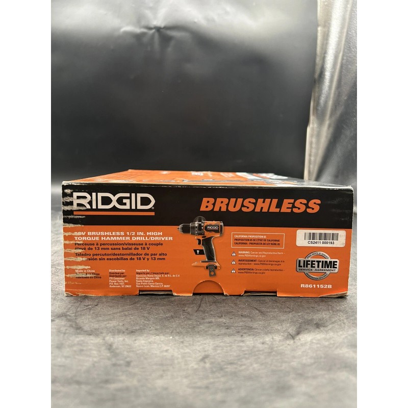 RIDGID 18V Brushless Cordless 1/2 in. High Torque Hammer Drill/Driver