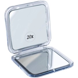 MIRRORVANA Small Compact 20X Magnifying Mirror for 3.3""L x 3.3""W, Silver