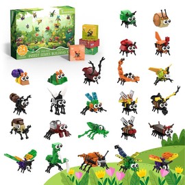 TENHORSES 24 Pack Insect Party Favors for Kids Building Set,Bulk Educational Bug Blocks Toy for Goodie Bags, Classroom Prizes, Valentines Day,Easter Christmas Birthday Party Gifts for Boysand Girls Ages