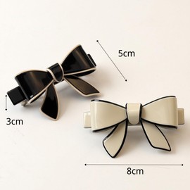 EZ PEACH Barrette Large Simple Tortoise Shell Pattern Bowknot Line Semi-Matte Pipe Metal Hair Accessory Ladies' Barrette Hair Clip Hair Accessory (Black)