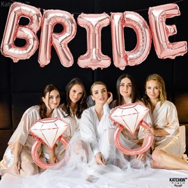 KatchOn, Giant Rose Gold Bride Balloons - 40 Inch | Bachelorette Party Decorations | Bride Balloons Rose Gold for Bridal Shower Decorations | Bride Balloons Bachelorette for Bride To Be Decorations