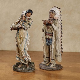 Majestic Tradition Native American Figurines Multi Earth Tones Set of 2