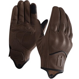 Harssidanzar Mens Fleece Lined Motorcycle Gloves Winter Warm Goatskin Leather Gloves with Touchscreen GM041US, Brown, Size Medium