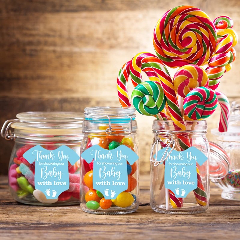 Cute Thank You for Showering Our Baby with Love Blue