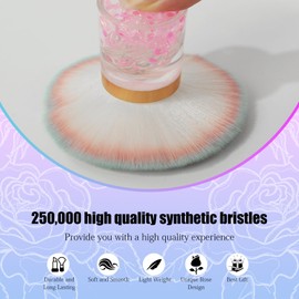 Ruetail Nail Dust Brush for Nails, Nail Arts Dust Powder Remover Brush, Dust Collector Brush, Blush Brush, Makeup Brushes Acrylic Nail Tools (Pink-Round head)