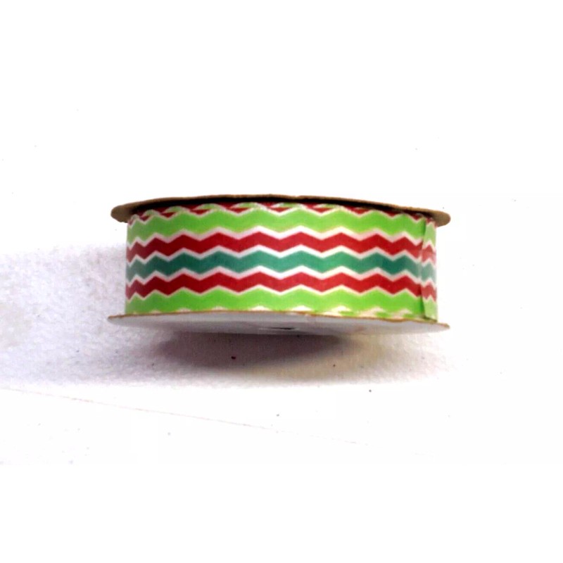 Berwick Offray Green Red White Christmas Stripe Zigzag Craft Ribbon