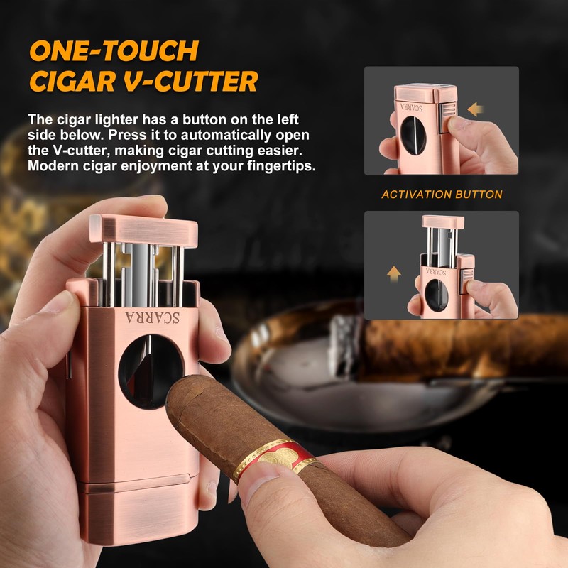 SCARRA Cigar Torch Lighter, Multi-Function 3-in-1 Cigars Lighter Gift for
