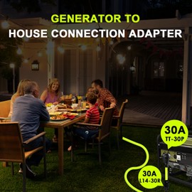 NEMA TT-30P to L14-30R Generator Adapter Cord, 30 Amp 3 Prong to 4 Prong Generator Transfer Switch Adapter Cord, Generator to House Inlet Box,12 Inch, ETL Listed