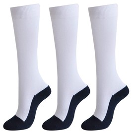 N.S.TRADING Baseball Under Socks, Plain, White, Navy, 3 Pairs Set, Toe, Heel, Sole Reinforcement (9.8 - 10.6 inches (25 - 27 cm), white