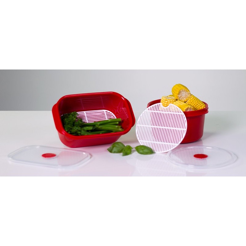 Decor Microsafe Decor Oblong Container with Rack, 1.6 Litre Capacity,