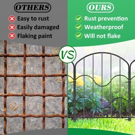 10 Pcs Rustproof Garden Fence Animal Barriers - Total 10.8ft (L) x 24in (H) Metal No Dig Rabbits Dogs Fencing Panels, Easy to Install for Outdoor Flower Bed Yard Patio Landscape