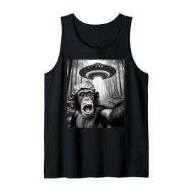Alien Encounter Forest UFO Spaceship Tin Foil Hat Monkey Tank Top