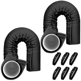2 Packs Portable AC Hose Insulation Sleeve, Portable Air Conditioner Hose Cover Wrap, Fits for 5" & 5.9" Diameter Exhaust Hose,Insulated Hoses Duct Vent Cover, with 6 Adjustable Straps, Black