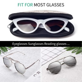 Face Shadow Double Sunglasses Case Soft Ultra Light Zipper Eyeglass Case with Belt Clip for Men Women