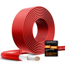 Oududianzi Solar Panel Wire, 10AWG Solar Wire H1Z2Z2-K Tinned Copper Solar Cable for Photovoltaic Solar System, Automotive RVs, Boats (200 Ft Black & 200 Ft Red)