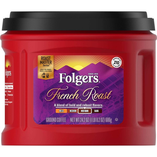 Folgers French Roast Medium Dark Roast Ground Coffee, 24.2 Ounces