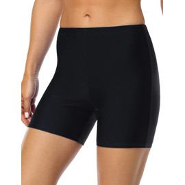Mycoco Pantalones cortos de natación largos para mujer, UPF 50+, pantalones cortos multifuncionales, Negro 20, 26