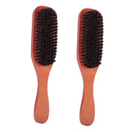 Mikinona 2pcs Wooden Hair Brush Set Soft Bristle Brush for Fine Curly Hair Hair Styling Round Comb Scalp Massager for Home Travel