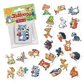 24 Tattoos Forest Animals as Party Bags and Game for Children 47325 Cute Forest Animals Sticker Tattoo Children's Birthday Tattoo Children's Birthday