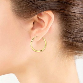 Sterling Silver Earrings for Women & Girls 24mm Endless Hoops Thin Round Yellow Gold Flashed
