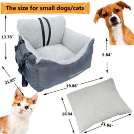 Small Dogs Car Seat Under 25,Fully Detachable and Washable Ultra Soft Carseat Travel Bed, with Clip-on,Two Portable Handle and Storage Pockets Pet Booster Seats,Portable Dog CarTravel Carrier Bed