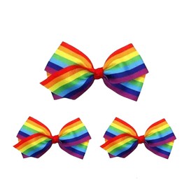 3 Pcs Rainbow Hair Clips Hair Bow for Women Girls Rainbows Hairs Accessories Pride Day Hair Accessories,Ribbon Hair Clip,Clips and Barrettes (4Inch Rainbow)
