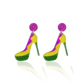 Mardi Gras Acrylic Earrings for Women Fleur De Lis Hook Dangle Earrings Accessories (Shoes)