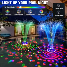 2025 Upgraded Pool Fountain, Rechargeable Floating Pool Fountain with Lights, Above Ground Pool Water Fountains with Anchor, Rechargeable Swimming Pool Fountains for Inground Pool-1PC