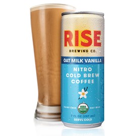 RISE Brewing Co. RISE Brewing Co. Vanilla Oat Milk Nitro Cold Brew Coffee, No Sugar Added & No Dairy, Organic & Non-GMO, Low Acidity & Vegan, 7 Fl. Oz. Cans