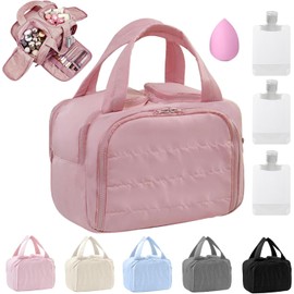 5 Pcs Neceser de Viaje, Bolsa de Aseo Impermeable para Mujer, Bolsa de Maquillaje, Organizador de Cosméticos Grande Capacidad, Ideal para Viajes y Accesorios, Esenciales, Artículos de Cambiador