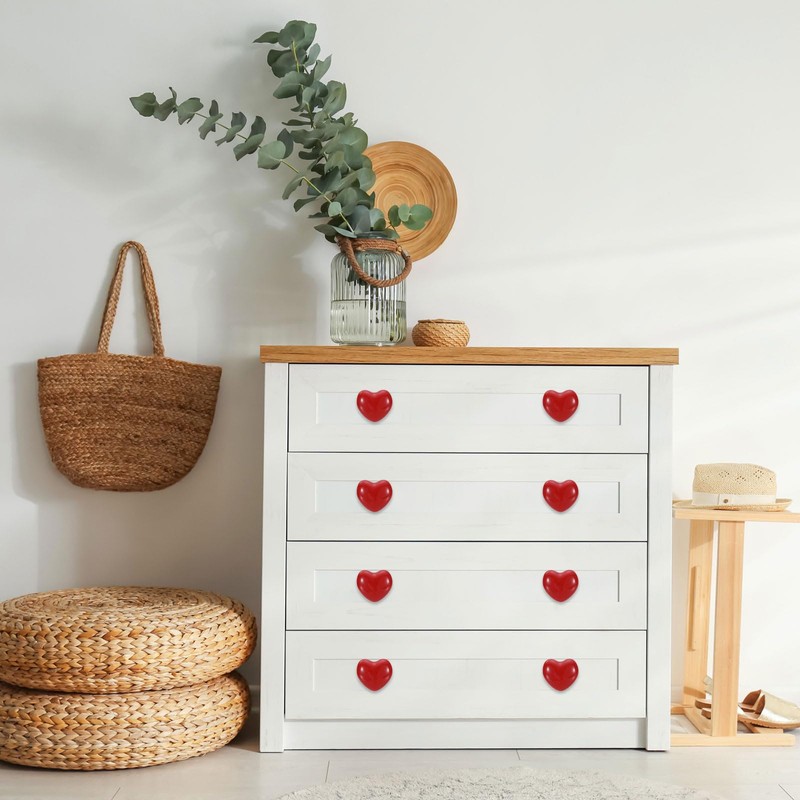 sourcing map 4 Packs Ceramic Drawer Knobs, Heart-Shaped Dresser Pulls,