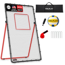 Volleyball Rebounder Net 7x4 FT – 5 Angle Adjustable Volleyball Training Equipment - Durable 45 PLY Bounce Back Net – Practice Net – Includes Ball, Pump & Carry Bag - Gift-Ready Set