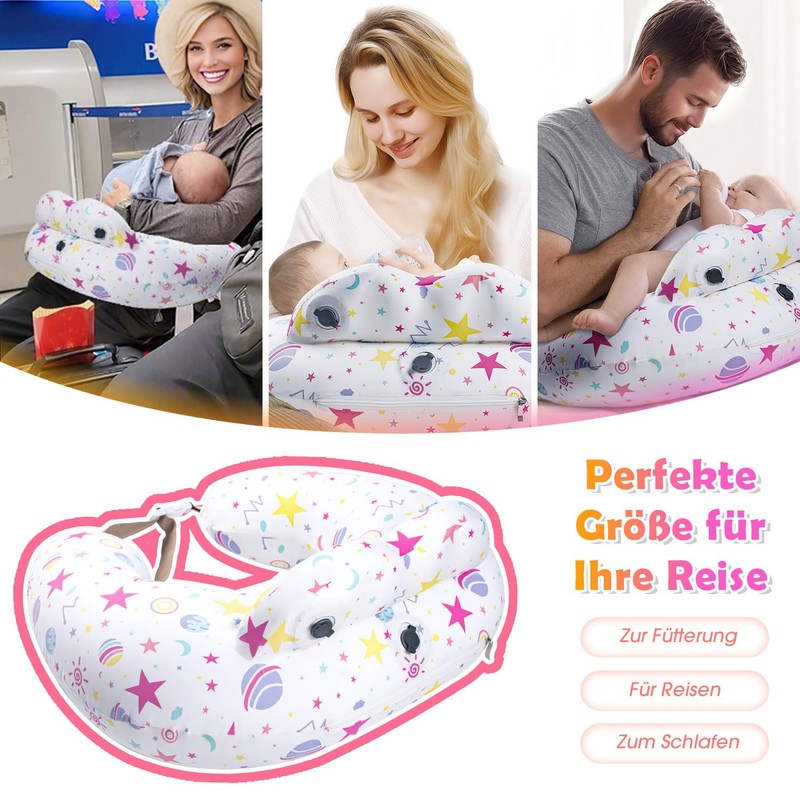 Portabuddy Inflatable Nursing Pillow XXL with Adjustable Design, Starry Sky