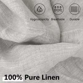 King Linens 100% French Linen Pillowcases Pack of 2 with Embroidery - (20'' x 40'') - Stone Washed Solid Color Natural Flax Soft Breathable (King, Grey)