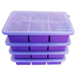 Soup Master 6-in-1 Storage & Freezer Container with lid - 4 pack – makes 24 perfect 1 cup cubes- Stores 1 Gallon of Soups, Pasta, Sauces, Stews, Desserts and More. Easy-To-Clean & Dishwasher Safe