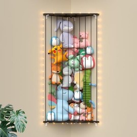 Corner Stuffed Animal Storage Organizer -  Stuffed Animals Holder with Lights - Wall Stuffed Animal Zoo with Adjustable Length for Nursery Playroom Bedroom (White) - Color: Black, Size: 2-IN-1 Splice