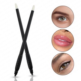 10PCS Disposable Microblading Eyebrow Pen – Nano Blade Tattoo Hand Tool with Pigment Sponge for Precise Brow Shaping (10PCS Black 0.18 18U)
