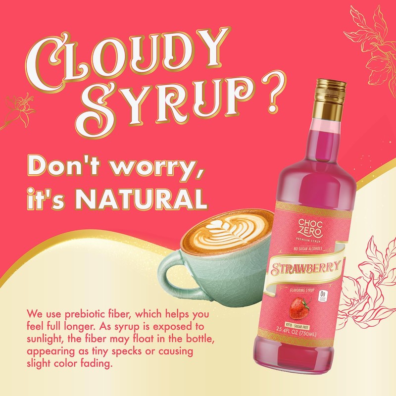 ChocZero Flavoring Syrup, Strawberry Flavor, Sugar Free Syrup for Drinks,