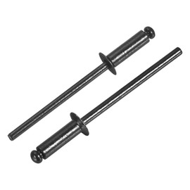 sourcing map 100Pcs 1/8"x3/8" Aluminum Blind Rivets, Aluminum Grip and Steel Mandrel, Countersunk Head Long Split Rivets for Metal, Furniture, Automotive, Black