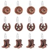 Framendino, 12 Pack Western Cowboy Pendant Shower Curtain Hooks Stainless
