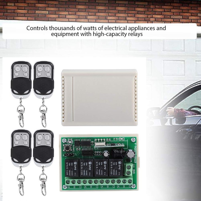 ASHATA Multifunctional Wireless Remote Switch, DC12 V 433 MHz 4-Way