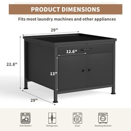 LUCKUP Laundry Pedestal for Washer & Dryer, Heavy Duty Platform Base Stand 29”Universal Fit All Machines w/Laundry Basket Shelf and Built-in Drain Hose