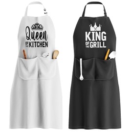 JDNFYGX King & Queen Apron Set - Wedding Engagement Gifts for Couples, Funny Kitchen Gifts for Couples, Husband, Wife, Boyfriend, Girlfriend, Him Her, Bridal Shower Gifts, Unique Valentine's Day gifts ideas
