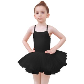 Tancefair Children's Ballet Clothing Ballet Dress Girls Dance Dresses Cotton Ballet Jersey Ballet Suit Dance Dress Dance Body with Skirt Tutu, black, 140