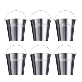 STOBOK 6pcs Serving Buckets Mini Metal Bucket for Icing French Fries,10.5 x 7.2 x 10.5 cm