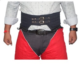 Medievals C-Belt Thick Padded Quilted C-Belt Cotton Aketon for Renaissance SCA Cosplay Costumes, Black, 3X-Large