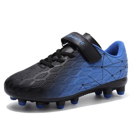 Kids Soccer Cleats Boys Girls Football Cleats Athletic Outdoor Soccer Shoes Tacos De Futbol para Niños Youth Baseball Professional Training Firm Ground Football Shoes Black-Blue