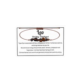 Fuqimanman2020 12 Constellation Zodiac Crystal Natural Stone Horoscope Stretch Bracelets Healing Gemstone Adjustable Braid Cord String Rope for Couples Friendship Reiki Yoga Meditation Jewelry-Leo B