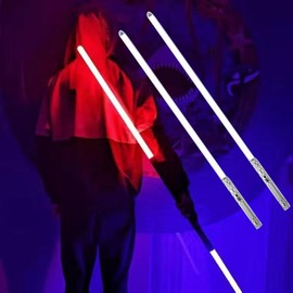 2Pcs RGB 2 In 1 7/10 Colors Changing Light Up Sword Rechargeable Expandable Metal Light Sword with Sound Cosplay Toy Kids Gifts