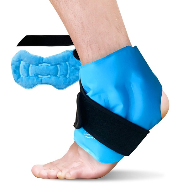 RelaxCoo Ankle Ice Pack Wrap for Swelling, Reusable Gel Ice